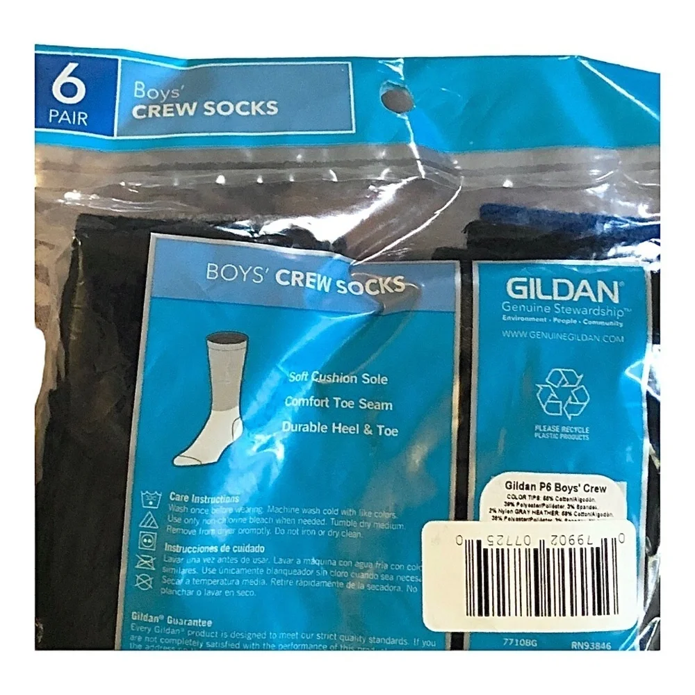 12pairs Gildan smart basics Boys black white gray ankle socks size L (3-9 shoe)‎